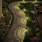 gardencave 6 Pack Solar Lights Outdoor Garden Decorative Mandala Solar Pathway Lights Waterproof Plastic Outside Solar Path Landscape Lights Gardening Gifts for Women Mom Backyard Walkway Yard Decor