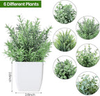 Unittype 12 Pcs Fake Plants Small Artificial Faux Plants for Shelf Mini Plastic Potted Greenery for Home Office Desk Bathroom Bedroom Indoor Decor(White Pot,Gray)