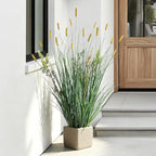 Lifelike Faux Plastic plantas Synthetic Pampas Grass Indoor Outdoor Realistic Floor Plants pet Friendly Artificial Grass for Home Office Wedding Patio Front Fake Grass Decor Housewarming Gift