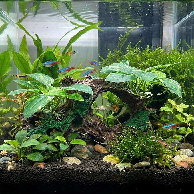 Aquarium Decorations Cave Silk Aquarium Plants Betta Fish Tank Decor Ornament, Soft & Safe Fish Tank Accessories, Goldfish Bowl Decor Artificial Driftwood