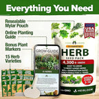 HOME GROWN Herb Seeds for Planting 15-Pack Massive Seed Count 4,300+ Seeds Non-GMO Heirloom | Extra Large | Culinary Herb Kit, Indoor Outdoor & Hydroponic | Grow Your Own Herbs | Gardening Gift