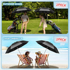 48.6" Double Canopy Beach Umbrella with Clamp, UPF50+ Beach Chair Umbrella with clip, 360°Adjustable Portable Outdoor Wheelchair, Patio, Golf Carts,Camping(Grey/Black)