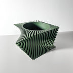 Aeon Twist Modern Planter – Black Sculptural Plant Pot for Indoor Decor Geometric Design with Drainage – Unique Home Accent for Living Room, Office, or Shelf (Green, Compact Structure: 6" x 4" WH)
