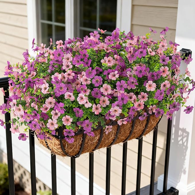 INXUGAO Artificial Fake Flowers Plants for Outdoor Spring Summer Decor, 12 Bundles Faux Silk Flowers for Outdoor Outside Planter Colorful Daisy UV Resistant Look Real for Front Door Porch Patio Yard