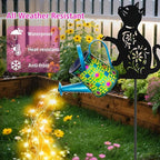Black Cat Solar Watering_Can Lights, Birthday Gifts for Women Mom Christmas, Yard Decorations Outdoor Waterproof, Blue Metal Hanging Lantern Solar Lights Garden Decor Patio Pathway, 2 Pack