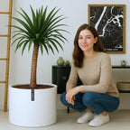 Fox & Fern Plant Pot, Large Plant Pots for Indoor & Outdoor, UV & Frost Resistant Plant Vase with Drainage Plug, Fiberstone, Large Indoor Pots for Plants & Flowers, House Indoor Plant Pot, Single Pot