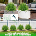 Yangrass Artificial Outdoor Fern Topiary Trees with Ground Spikes, Set of 2 Lifelike Faux Greenery Bush Fake Shrubs Indoor, UV Resistant Artificial Fern Plants for Front Porch Patio Garden Decor