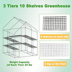 SUNGIFT Walk-in Greenhouse for Outdoors, 57x61x80 Inch Large Greenhouse, 3 Tiers 10 Shelves Mini Green House Kit with Observation Windows Roll-up Door Zipper, Plant Garden Hot House for Herbs, Flowers