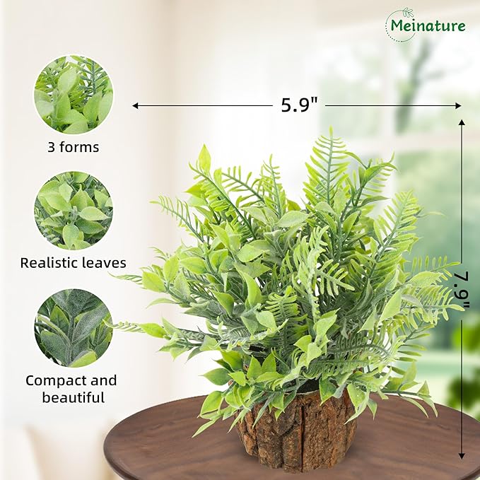 3 Pack Mini Potted Artificial Greenery, Realistic Frost and Snow Plants with Tree and Flower Pots, Lifelike Low-Maintenance Tabletop Decor for Home Office Desk Shelf