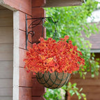 Artificial Fall Flowers Outdoor UV Resistant Fake Mums Bulk Outdoor Faux Mums Plants Plastic Flower Decorations for Home Garden Porch Hanging Planter Vase Autumn Decor Outside, 12 Bundles (Orange)