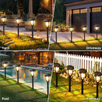 DERAYSION 6 Pack Solar Lights Outdoor, Solar Pathway Lights Waterproof Garden Landscape Lighting for Path, Yard, Walkway, Driveway Decor- 6 Pack Warm White