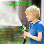 Garden Hose 75 FT, NON-EXPANDABLE Heavy-Duty Flexible & Lightweight Water Hose with 10-Function Nozzle, No-Kink, Leak-Proof Super Fabric, Solid Fittings for Lawn, Car, Outdoor (Black Blue)