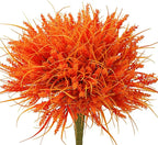 20 Bundles Artificial Plants Outdoor, UV Resistant Fake Flowers, Realistic Faux Lavender Shrubs for Porch Garden Window Box Home Decoration (Fall Orange-red)