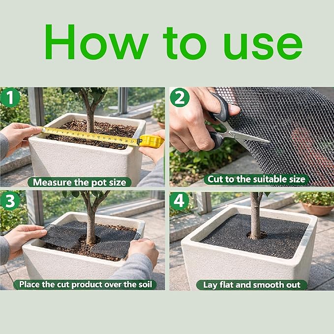 8 PCS 11.8 Inch Plant Pot Grids Cuttable Plant Pot Soil Covers Protectors from Animals Indoor Plant Protection Keep Dogs Cats Out