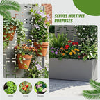 Casaphoria Metal Raised Garden Bed with Trellis, 59"x30"x12" Planter Box for Climbing Plants, Vegetables & Vines, Features Drainage Holes and Privacy Screen, Grey-Square
