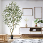 FEELEAD Faux Olive Tree 9ft - Realistic 9 Feet (108in) Artificial Olive Tree, Fake Olive Tree with Lifelike Leaves & Textured Branches, Olive Trees Artificial Indoor for Living Room, Office