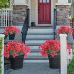 24 Rose Red Bundles Artificial Flowers for Outdoors/Indoors Fake Flowers Plants for Indoor Outside Garden Porch Window Box Home Wedding Farmhouse