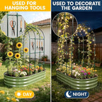 Galvanized Raised Garden Bed with Arched Trellis | 6x3x1FT Metal Raised Garden Beds Outdoor for Gardening Climbing Plant | Planter Box Outdoor with Gloves for Vegetable Flower, OliveGreen