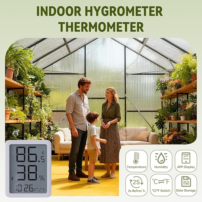 8X10 FT Outdoor Greenhouse with Hygrometer, Polycarbonate Walk-in Green House for Outside, Reinforced Aluminum Frame Greenhouses, Heavy Duty Garden, Patio, Backyard Flower Planting
