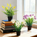 3 Pack Fake Small Plant Artificial Potted Flowers for Home Decor Fake Flower Plant Greenery Mini Faux Plant for Indoor Bedroom Living Room Office Shelf Bathroom Farmhouse Decor (Type 9)