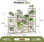 Bamworld Tall Plant Stands Indoor 4 Sets Plant Shelves Outdoor Wooden Plant Holder for Multiple Plants Flower Stands for Living Room Balcony Garden Patio Lawn Window