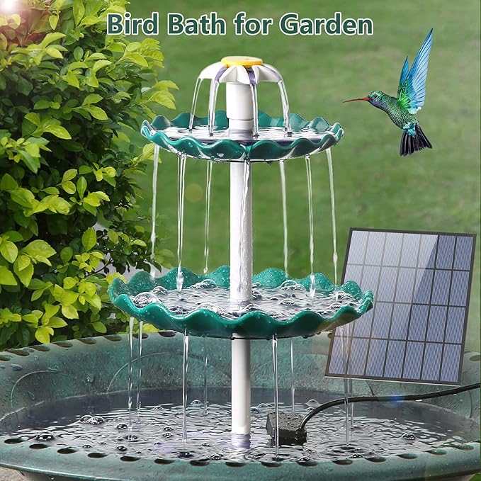 AISITIN 3.5w Solar Fountain Pump with 3 Tiered Bird Bath DIY Solar Water Fountain 2026 Detachable Solar Powered Pump for Bird Bath, Garden, Fish Tank and Outdoor Bird Feeder