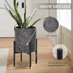 Oakrain Planters for Indoor Plants, Set of 2 Modern Planter with Stand, Decorative Metal Planter Pots for Living Room, Office, Garden, Balcony, 8"&10", Rustic Gray