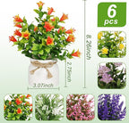 Yoratee 6pcs Artificial Pot Flowers Small Fake Plants Mini Potted Plants for Home Office Tabletop Decoration