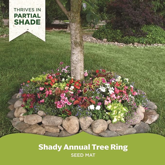 BloomingBulb Seed Mat - Easy to Plant and Grow Garden Seeds - Creates Fragrant, Vibrant Flower Garden – Customizable Flower Beds- Shady Annual Tree Ring-Flower Mat