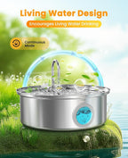 Oneisall Dog Water Fountain PWF002 | 7L/230oz Contain 5 Set Filters,25dB Quiet,Stainless Steel,Visual Water,5-Layer Filtration