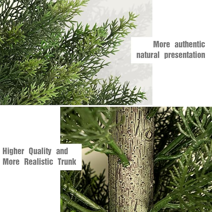 Outdoor Artificial Cedar Topiary Tree, Faux Evergreen Shrubs for Front Porch Decor, Lifelike Fake Bushes Plants for Home Living Room Front Door Decor (1, 6ft)