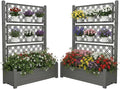 5.' Tall Raised Garden Bed with Trellis, Self Watering Planter Box for Outdoor Climbing Plants Resin Garden Lattice for Vegetables, Flowers, Tomato & Vine with Drainage Holes (Coffee, 2 Pack)