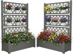 5.' Tall Raised Garden Bed with Trellis, Self Watering Planter Box for Outdoor Climbing Plants Resin Garden Lattice for Vegetables, Flowers, Tomato & Vine with Drainage Holes (Coffee, 2 Pack)