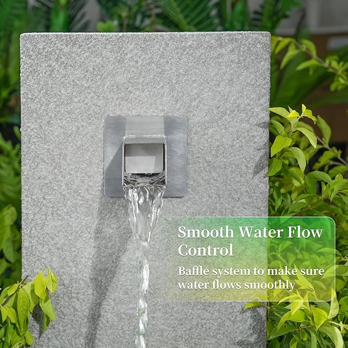 2 Inch 316 Stainless Steel Square Water Fountain Spout with Integrated Spray Baffle, Waterfall Spillway Scupper for Outdoor Decors, Pools, Ponds, Water Walls (Silver)