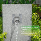 2 Inch 316 Stainless Steel Square Water Fountain Spout with Integrated Spray Baffle, Waterfall Spillway Scupper for Outdoor Decors, Pools, Ponds, Water Walls (Silver)
