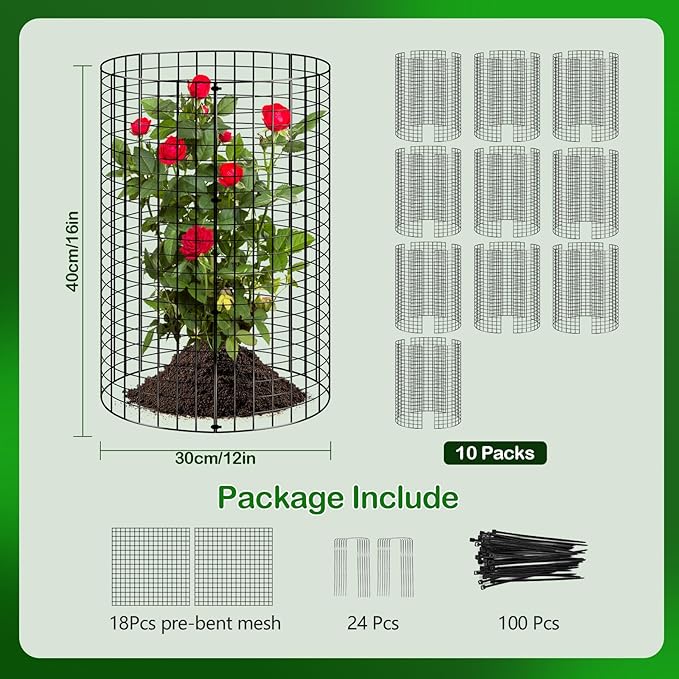10 Pack Plant Protector from Animals, Wire Mesh Plant Cages for Garden – Sturdy Metal Plant Protectors to Keep Rabbits, Squirrels, and Animals Out – Ideal for Vegetables, Flowers, and Outdoor Plants