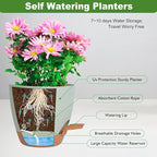 Vanslogreen Plant Pots Indoor 7/6.5/6/5.5/5 Inch Self Watering Planters for Indoor Plants with Drainage Hole, Plastic Flower Pots for Succulents, African Violet (Green)