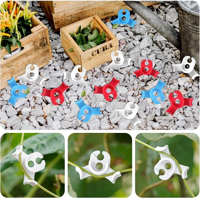 XINHUIDALSQ 60 PCS Low-Pressure Plant Training Clip, 90 Degrees Plant Stem Trainer, Plant Training Clips Plant Bud Bender, Gentle Plant Clips(White)