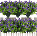 12 Bundles Artificial Flowers Faux Outdoor Plastic Plants UV Resistant Shrubs,Artificial Plants Spring Decorations for Patio Outdoor Fake Plants Spring Decorations for Home Front Porch Decor(Purple)
