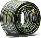 Worth Leader Long Garden Hose 5/8 in. x 100 ft. -No Kink, Flexible, Leakproof, Male to Female Fittings -Heavy Duty Durable PVC Lightweight Water Pipe with Brass Aluminum Ends for Household & Yard Use