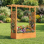 BECOMFORT Raised Garden Bed with Trellis & Hanging Roof, 45" Tall Fir Wood Planter Box with Drainage Holes, Outdoor Elevated Garden Planter for Climbing Vines, Perfect for Patio, Lawn & Backyard