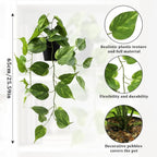 Fake Pothos Hanging Plants – Artificial Plastic Ivy Vines with Pots, Realistic Faux Greenery for Indoor Home Office Bathroom Shelf Cabinet Tabletop Decoration