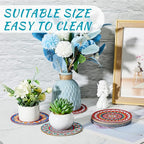 Nuanchu 6 Pieces Boho Plant Coasters 5.9 Inch Rubber Absorbent Non Slip Plant Pot Mats for Gardening Indoor Outdoor Round Bohemian Mandala Decorative Plants Saucers for Table Floor Protection Home