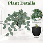 17.7" Artificial Plants Indoor Home Decor, Fake Potted Silk Plants for Shelves, Desks, Living Room, Home & Office Decor, Small Artificial Ivy Vine Nerve Plant in Pot, Faux Greenery Tropical Plant