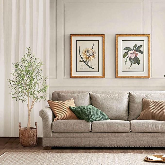 5FT Artificial Olive Tree, Faux Olive Tree with Realistic Leaves and Natural Trunk, Potted Fake Olive Tree for Home, Living Room, Office Decor