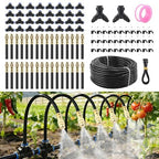 Automatic Drip Irrigation Kits - Garden Watering System with 360° Bendable Spray Adjustable Copper Atomizing Nozzles for Yard, Lawn, Raised Bed, Greenhouse, Potted Plants (40 Nozzles, 200FT Hose)