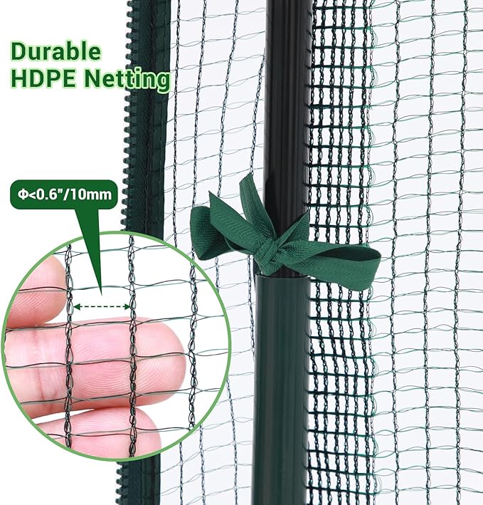 Ohuhu Crop Cages for Garden Plant:6.6x3.9x5.3 Ft Plant Protection Tent with Zippered Door, Raised Bed Cover, Garden Bed Cover with Frame, Wind-Resistant Plant Cages for Outdoor Plants