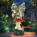 twinbling Solar Fairy Garden Decor Flower Fairies Mushroom Figurines with Snail Decor Gifts for Women Mom Miniature Fairy Figurine for Lawn Garden Patio Yard Decorations Outdoor Statue