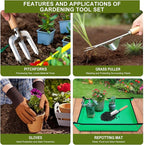Kynup Gardening Tools, Garden Tools Set-9 Piece Gardening Gift for Women, Gardening Kit Ideal Hand Gardening Spades, Thickened Stainless Steel, Rust-Proof, Garden Supplies, Essentials, Garden Stuff