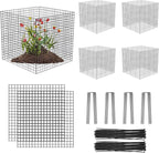 20 Pcs Plant Protector from Animals, 5 Pack 12'' x 12'' Reusable Metal Square Plant Cages, Wire Mesh Garden Cloches to Keep Rabbits, Squirrels and Chicken Out and Protection Vegetables Flowers Shrubs